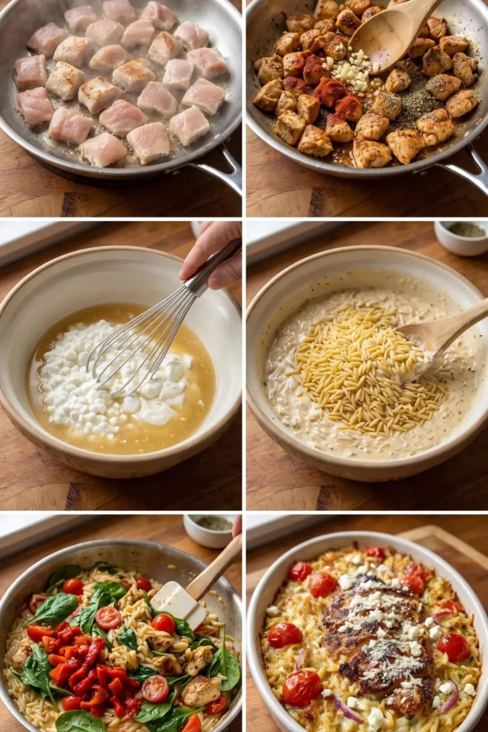 High Protein Mediterranean Chicken Orzo Casserole