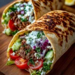 High-Protein Mediterranean Ground Beef Wrap
