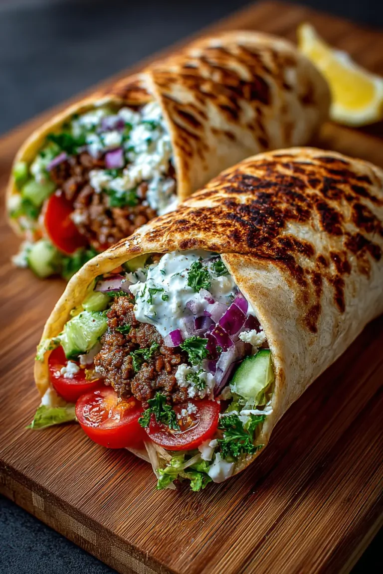 High-Protein Mediterranean Ground Beef Wrap