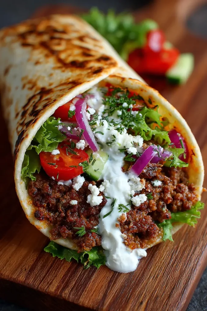 High-Protein Mediterranean Ground Beef Wrap (Juicy, Quick & So Satisfying) 4 High-Protein Mediterranean Ground Beef Wrap