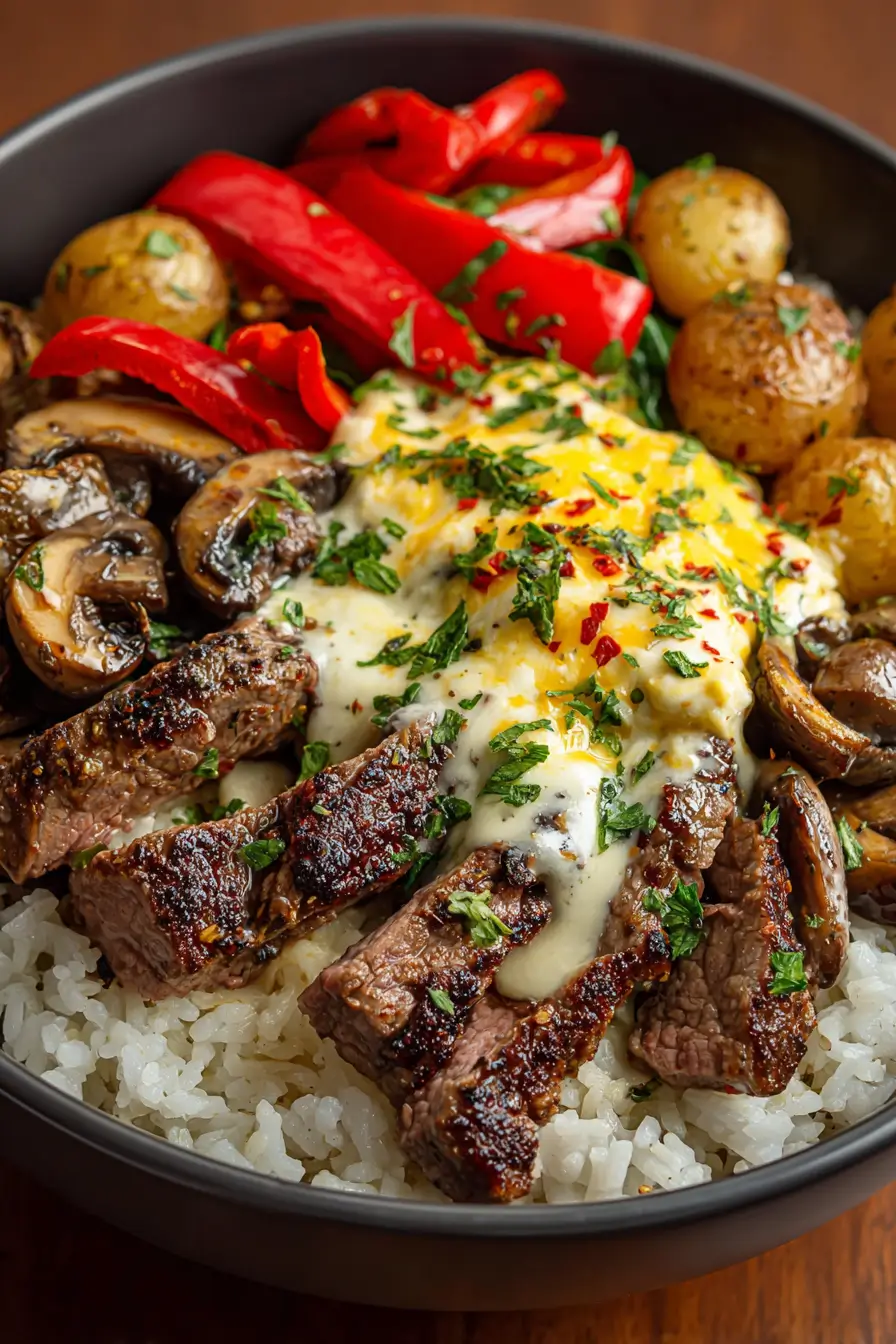 High Protein Philly Cheesesteak Bowl 4 High Protein Philly Cheesesteak Bowl