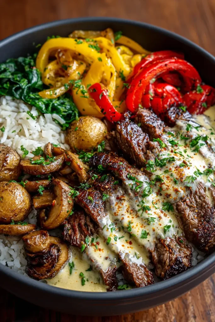 High Protein Philly Cheesesteak Bowl 6 High Protein Philly Cheesesteak Bowl